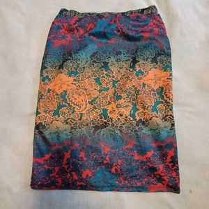 Colorful Paisley Stretch Pencil Skirt, size XL
